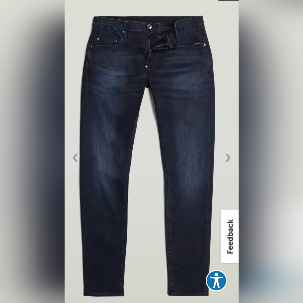 G-Star Blue Skinny Jeans with a Deep Dark Color and Subtle Fading